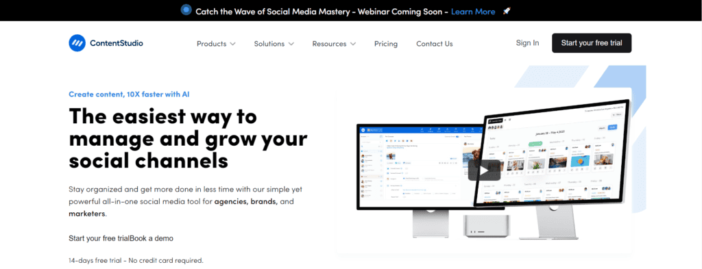 ContentStudio expert review and a free trial page.
